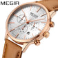 MEGIR Women Casual Watches Leather Strap Ladies Wristwatches Brand Luxury Female Chronograph Dress Clock Relogio Feminino 2011L