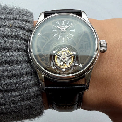 Merkur 100% Tourbillon Watch Transparency Skeleton Men's Sapphire Watch For Men Mechanical Wristwatches Relogio Masculino 42mm