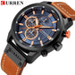 CURREN 8291 Mens Quartz Chronograph Watch Casual Leather Military Sport Fashion Gentleman Wristwatch