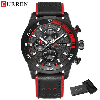 CURREN Casual Wrist Watch Analog Military Sports Men Watch Leather Strap Quartz Male Clock Relogio Masculino Reloj Hombre