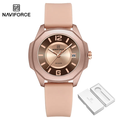 NAVIFORCE Ladies Watch For Women Silicone Strap Clock Quartz Wrist Watches for Women 5ATM Waterproof Casual Relogio Feminino