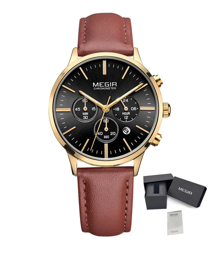 MEGIR Women Casual Watches Leather Strap Ladies Wristwatches Brand Luxury Female Chronograph Dress Clock Relogio Feminino 2011L