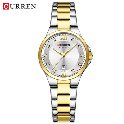 CURREN Luxury Brand Wristwatches for Women Stainless Steel Band with Elegance Dial Luminous Hands Waterproof watch