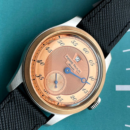 Pierre Paulin Jumping Hour Men Watch Bronze Bezel Salmon Dial Automatic St1721 Mechanical Watch Vintage Date Window 38mm Fashion