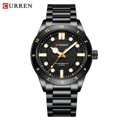 CURREN Casual Simple Quartz Watch with Stainless Steel Band Fashion Men's Clock Waterproof Luminous Wristwatches