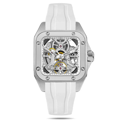 BODERRY Skeleton Watches Men's Square Titanium Automatic Mechanical STORM Luxury Clock 100M Waterproof Mechanical Watch For Men