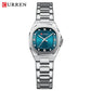 CURREN Women's Slim Quartz Watch Luxury Classic Round Dial with Rhinestone Elegant Stainless Steel Band for Ladies