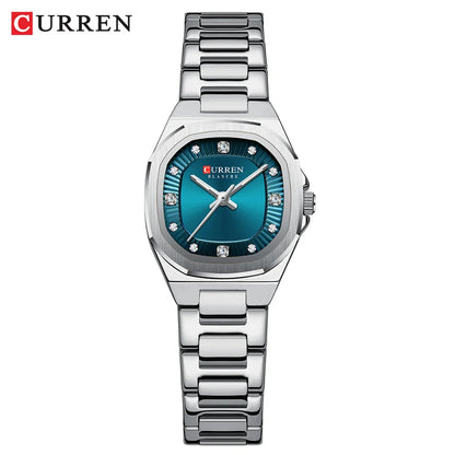 CURREN Women's Slim Quartz Watch Luxury Classic Round Dial with Rhinestone Elegant Stainless Steel Band for Ladies