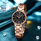 CURREN Quartz Wristwatches for Wommen Luxury Rhinestones Rose Dial Fashion Watches with Stainless Steel Band New