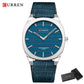 CURREN Top Brand Ultra-Thin 7mm Men's Watch Minimalist Elegant Design Quartz Wristwatch Feather-Light Leather Strap