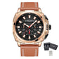 MEGIR Watches for Men Fashion Military Sport Watch Waterproof Date Quartz Casual Wristwatch with Chronograph Leather Strap 2128