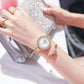 CURREN Luxury Brand Women's Wristwatches with Starry Sky Dial Stainless Steel Band Quartz Watches Ladies Rhinestones Clock