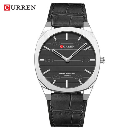 CURREN Top Brand Ultra-Thin 7mm Men's Watch Minimalist Elegant Design Quartz Wristwatch Feather-Light Leather Strap