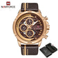 NAVIFORCE Mens Watches Top Brand Luxury Waterproof 24 Hour Date Quartz Watch Man Leather Sport Wrist Watch Men Waterproof Clock