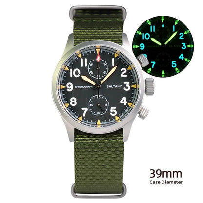 Baltany S5033 Chronograph Watch Man Pilot Watch Waterproof 100MM Sapphire Stainless Steel 39MM Quartz Military Watches For Man