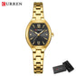 CURREN Vintage Style Tonneau Case Elegant Petite Quartz Watch for Women Luminous Hands with Stainless Steel Bracelet Lightweight
