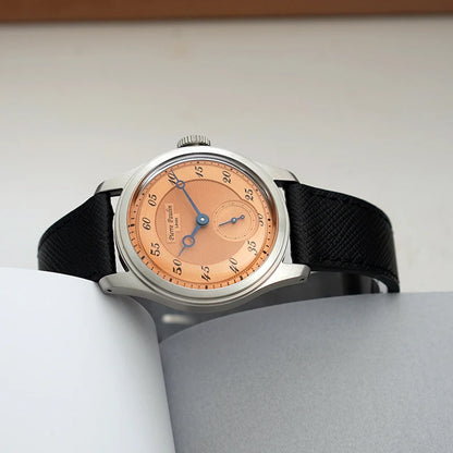 NEW Pierre Paulin Men Watch Salmon Dial Mechanical Hand Wind Watch for Men Vintage Date Window 38mm relogios masculino