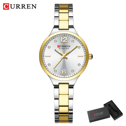 CURREN Simple Elegance Women's Watches NEW Thin  Quartz Stainless Steel Band Wristwatch Waterproof Clock Gift for Ladies