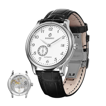 BODERRY Mens Micro-rotor Automatic Dress Watches Waterproof Stainless Steel Mechanical Business Wrist Watch for Men,Sapphire