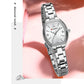 CURREN Vintage Style Tonneau Case Elegant Petite Quartz Watch for Women Luminous Hands with Stainless Steel Bracelet Lightweight