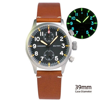 Baltany S5033 Chronograph Watch Man Pilot Watch Waterproof 100MM Sapphire Stainless Steel 39MM Quartz Military Watches For Man