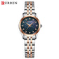 CURREN Ladies Watch with Two-Tone Stainless Steel Bracelet 28mm Dial with Rhinestones Markers Shimmering Shell Dial Elegant Idea