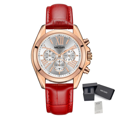 MEGIR Watch for Women Top Brand Luxury Ladies Fashion Wristwatch Leather Waterproof Elegant Dress Quartz Female Clock 2114