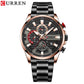 CURREN New Blue Multi Function Quartz Watches Sport Stainless Steel Band Wristwatches for Men with Luminous Hands
