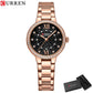 CURREN Quartz Wristwatches for Wommen Luxury Rhinestones Rose Dial Fashion Watches with Stainless Steel Band New