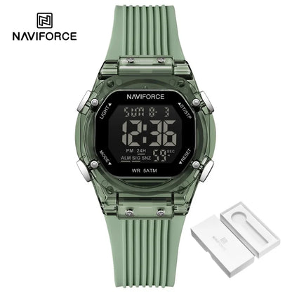 NAVIFORCE Women Watch Luxury Polygon Dial Elegant Comfortable 50M Waterproof Silicone Band Fashion Women Gift Electronic Watches