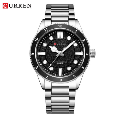 CURREN Casual Simple Quartz Watch with Stainless Steel Band Fashion Men's Clock Waterproof Luminous Wristwatches