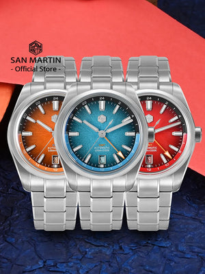 San Martin New 39mm Enamel JianZhan GMT Miyota 9075 Watch Luxury Gada Men Automatic Mechanical Dress Watch Chinese Style SN0144