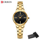 CURREN Simple Round Dial Fashion Dress Quartz Watches for Ladies with Stainless Steel Bracelet Luxury Wristwatches