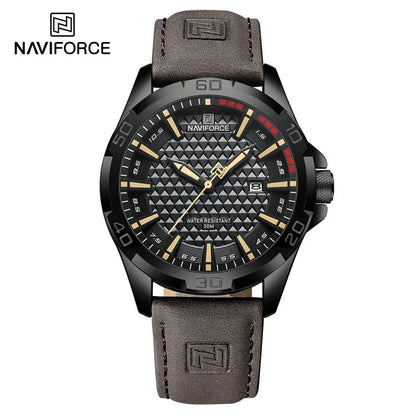 Naviforce Brand Luxury Men Watches Leather Strap Male Waterproof Military Wristwatch Quartz Date Clock Relogio Masculino 2023