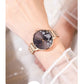 CURREN Fashion Quartz Wristwatches for Women Simple Stainless Steel Watch Bracelet with Flower Design Dial