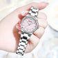 CURREN Luxury Elegant Wristwatches with Stainless Steel Band,Stylish Quartz Watch with Sparkling Rhinestone Dial for Gift