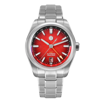 San Martin New 39mm Enamel JianZhan GMT Miyota 9075 Watch Luxury Gada Men Automatic Mechanical Dress Watch Chinese Style SN0144
