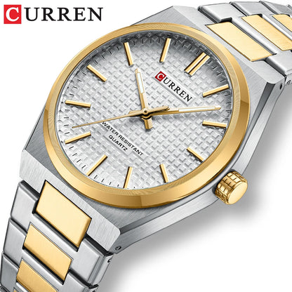 CURREN Fashion Dress Quartz Watches for Men/Women Minimalist Design Dial with Luminous Hands Stainless Steel Band