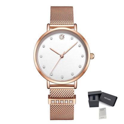 MEGIR Fashion Women Watches Top Brand Luxury Ladies Dress Clock Steel Bracelet Clock Female Quartz Wristwatch Relogio Feminino