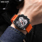 MEGIR Men's Watch Chronograph Orange Canvas Strap Sport Wristwatch Luminous Auto Date Quartz Watches Clock Montre Homme 2217