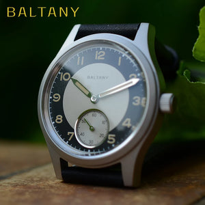 Baltany S2027 Men's 36MM Quartz Dress Watch Sapphire  Retro Luminous Stainless Steel Waterproof 10Bar Tuxedo Wristwatches