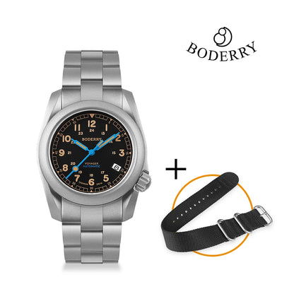 Boderry Voyager Field Watch Titanium Automatic Dive Wristwatch 100M Waterproof Titanium Bracelet For Seiko Movement Watch Men