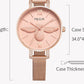 MEGIR Fashion Women Watches Luxury Quartz Wristwatch Rose Gold Mesh Strap Ladies Business Casual Watch Reloj Mujer 7009
