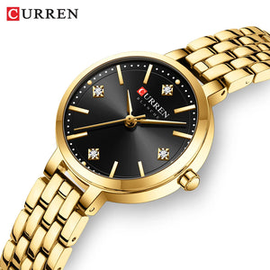 CURREN Luxury Women's Rhinestones Dial Quartz Watch Stainless Steel Band Stylish Elegant Ladies Wristwatches
