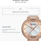 CURREN Luxury Slim Women's Watch Two Tone Stainless Steel Band Mother of Pearl Dial with Rhinestones Elegant Quartz Wristwatch