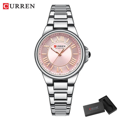 CURREN-Quartz Wristwatches for Women, Simple and Elegant Dial with Roman Numbers Design, Luminous Hands Clock