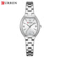 CURREN Vintage Style Tonneau Case Elegant Petite Quartz Watch for Women Luminous Hands with Stainless Steel Bracelet Lightweight