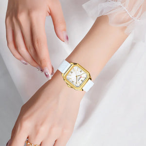 CURREN Chic Elegant Women's Watch Square Minimalist Dial with Luminous Hands Luxury Simple Quartz Wristwatch Ladies
