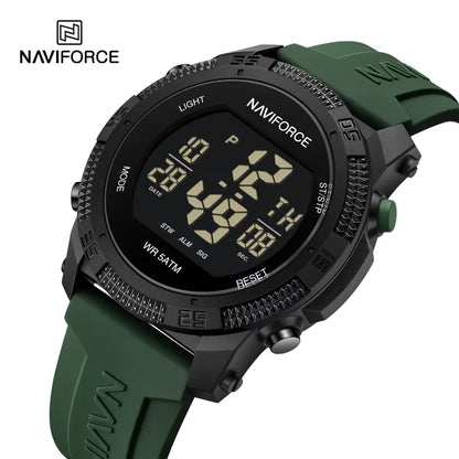 NAVIFORCE Men's Fashion LCD Digital Wristwatch 50m Waterproof Sports Silicone Strap Watches for Man Casual Electronic Male Clock