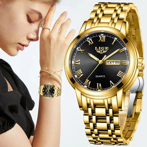 LIGE Fashion Waterproof Watch Women Creative Women's Bracelet Watches Top Brand Luxury Sport Quartz Chronograph Relógio Feminino
